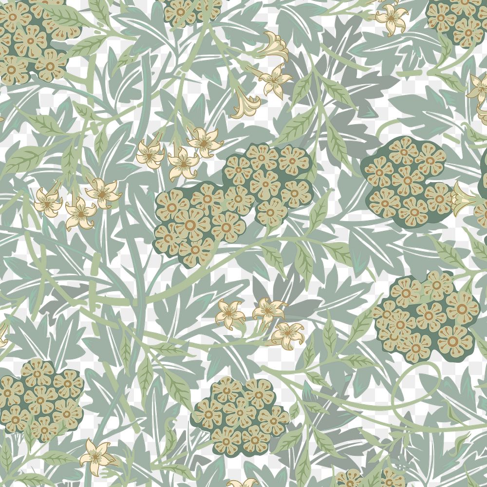 PNG William Morris's floral pattern sticker, transparent background