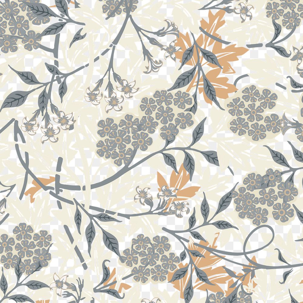 PNG William Morris's floral pattern, vintage design, transparent background