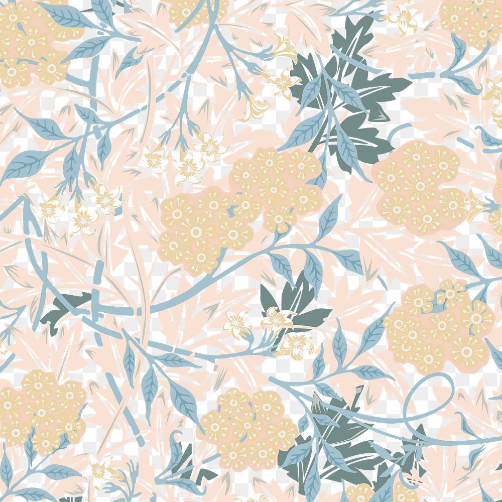 PNG William Morris's floral pattern, vintage design, transparent background