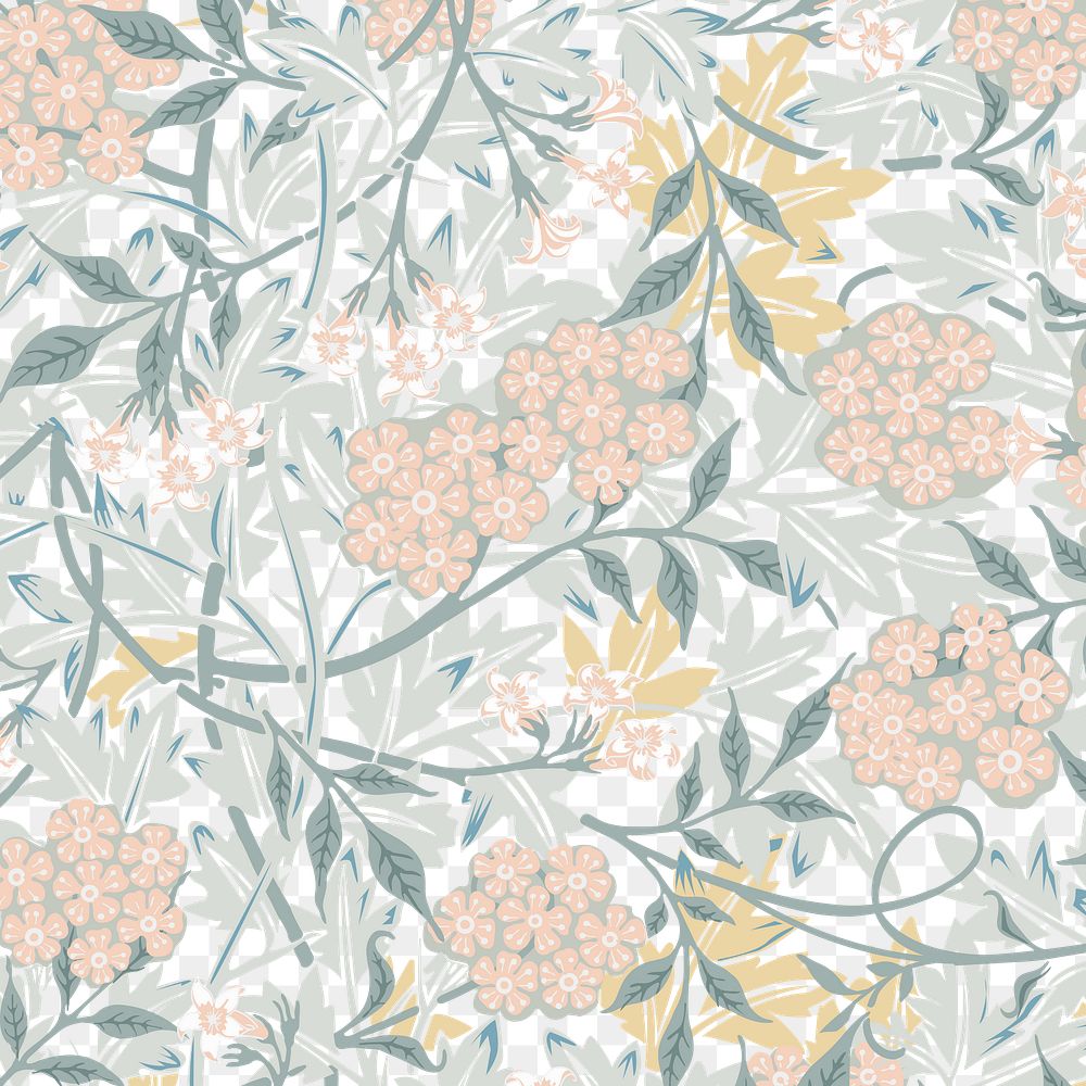 PNG William Morris's floral pattern, vintage design, transparent background