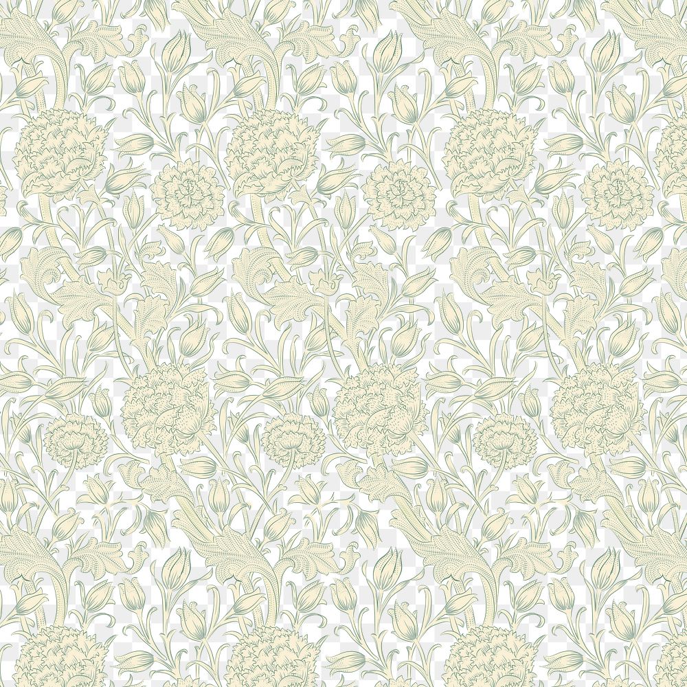 PNG William Morris's floral pattern, vintage design, transparent background