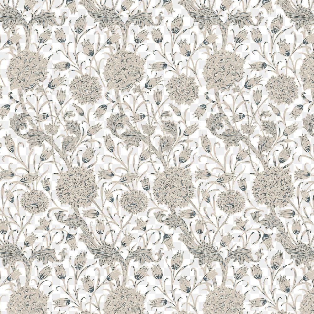 PNG William Morris's floral pattern, vintage design, transparent background