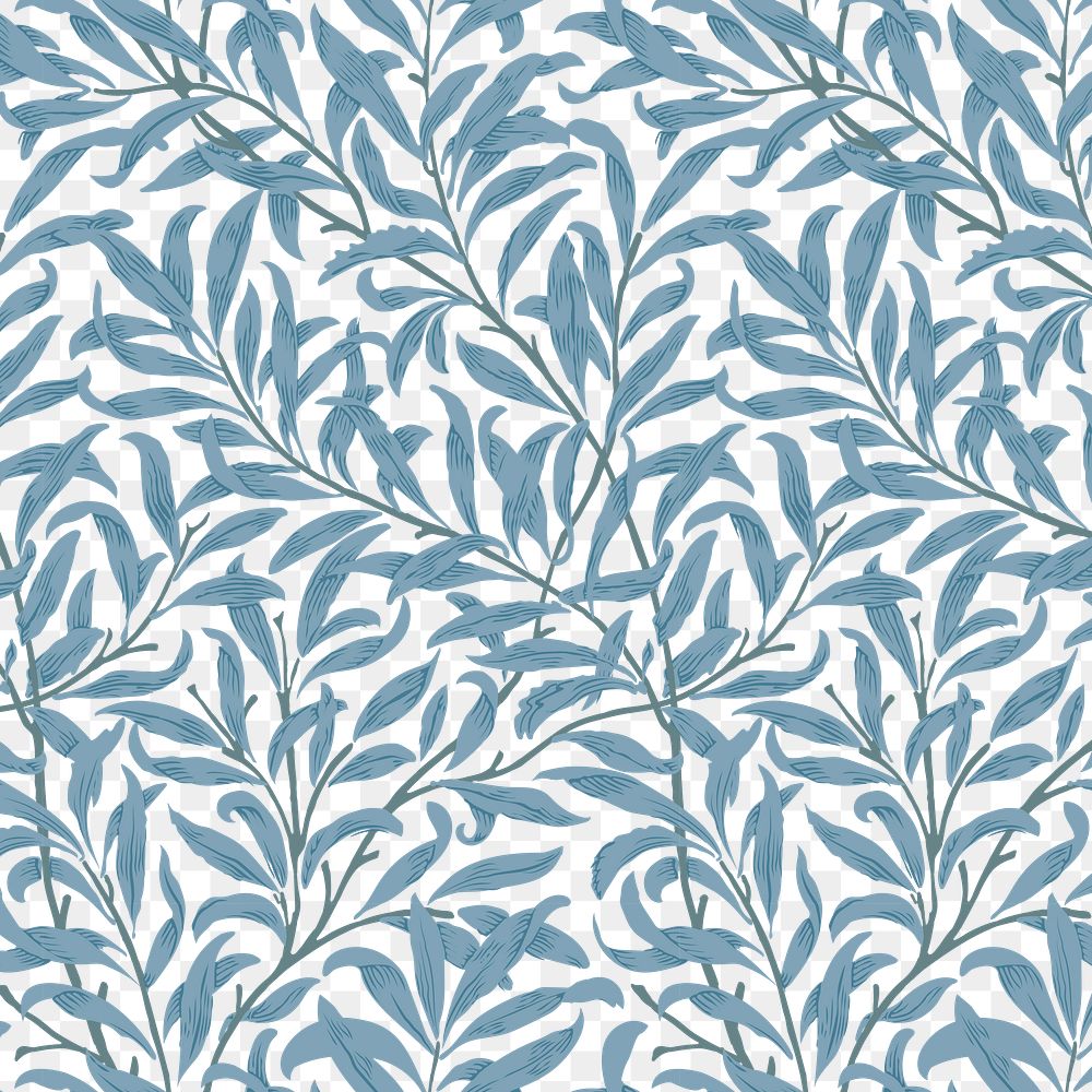 PNG William Morris's leaf pattern sticker, vintage floral design, transparent background