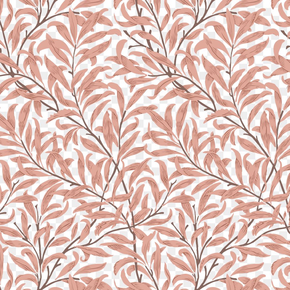 PNG William Morris's leaf pattern sticker, vintage floral design, transparent background