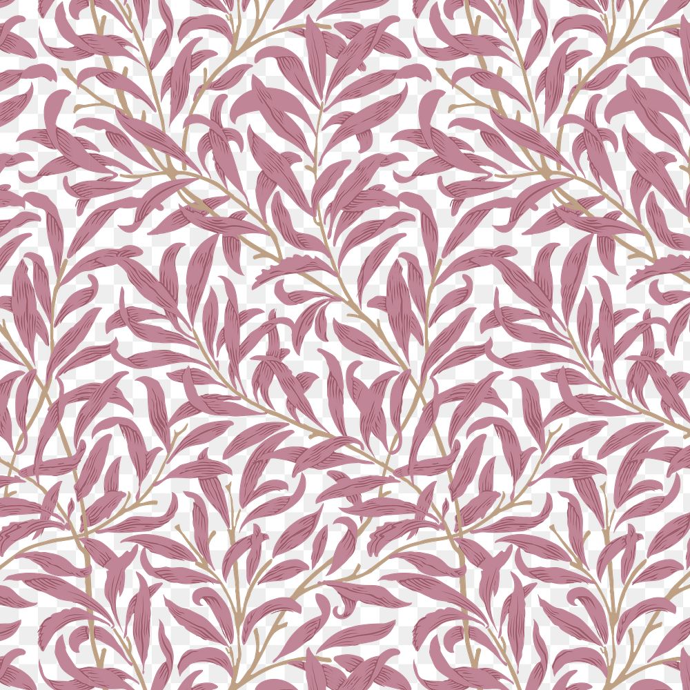 PNG William Morris's leaf pattern sticker, vintage floral design, transparent background