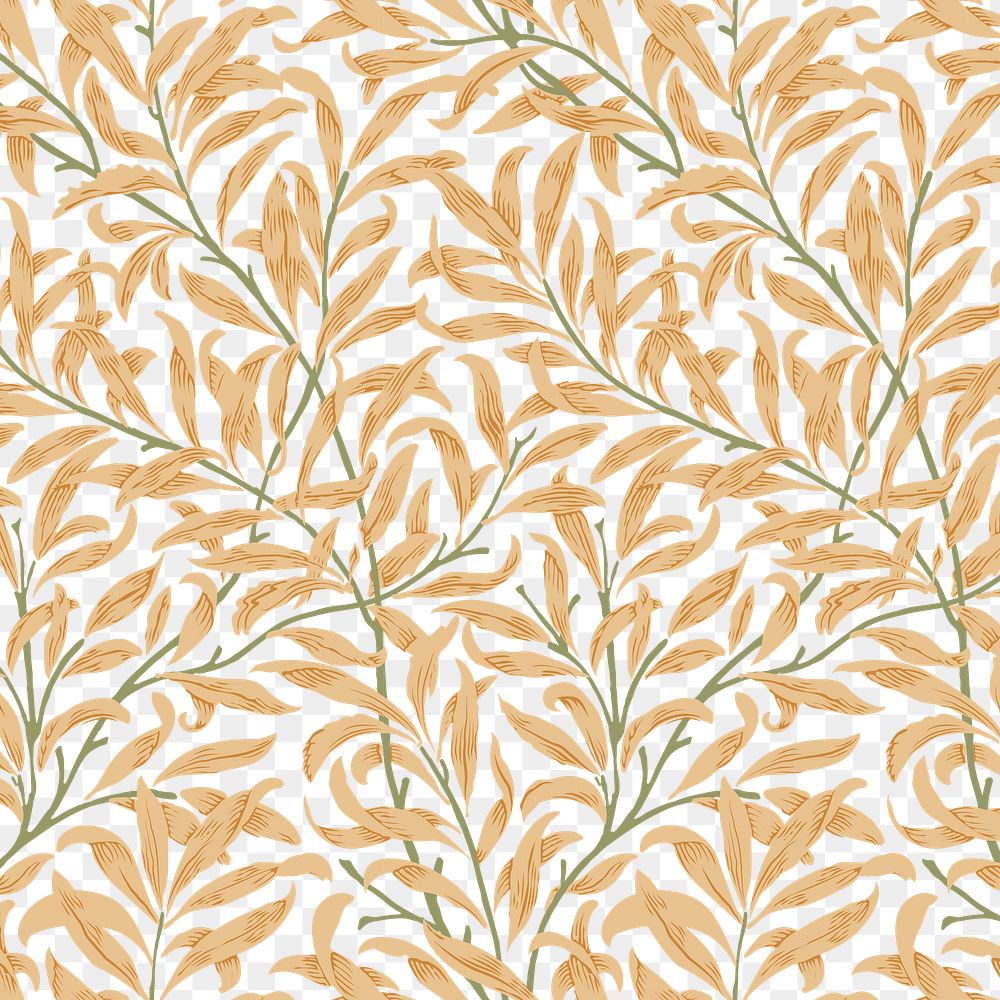 PNG William Morris's leaf pattern sticker, vintage floral design, transparent background