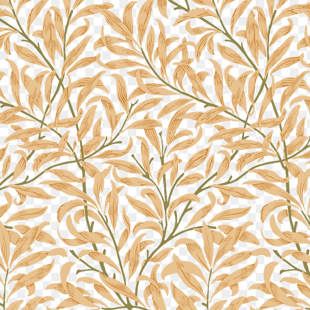 PNG William Morris's leaf pattern sticker, vintage floral design, transparent background