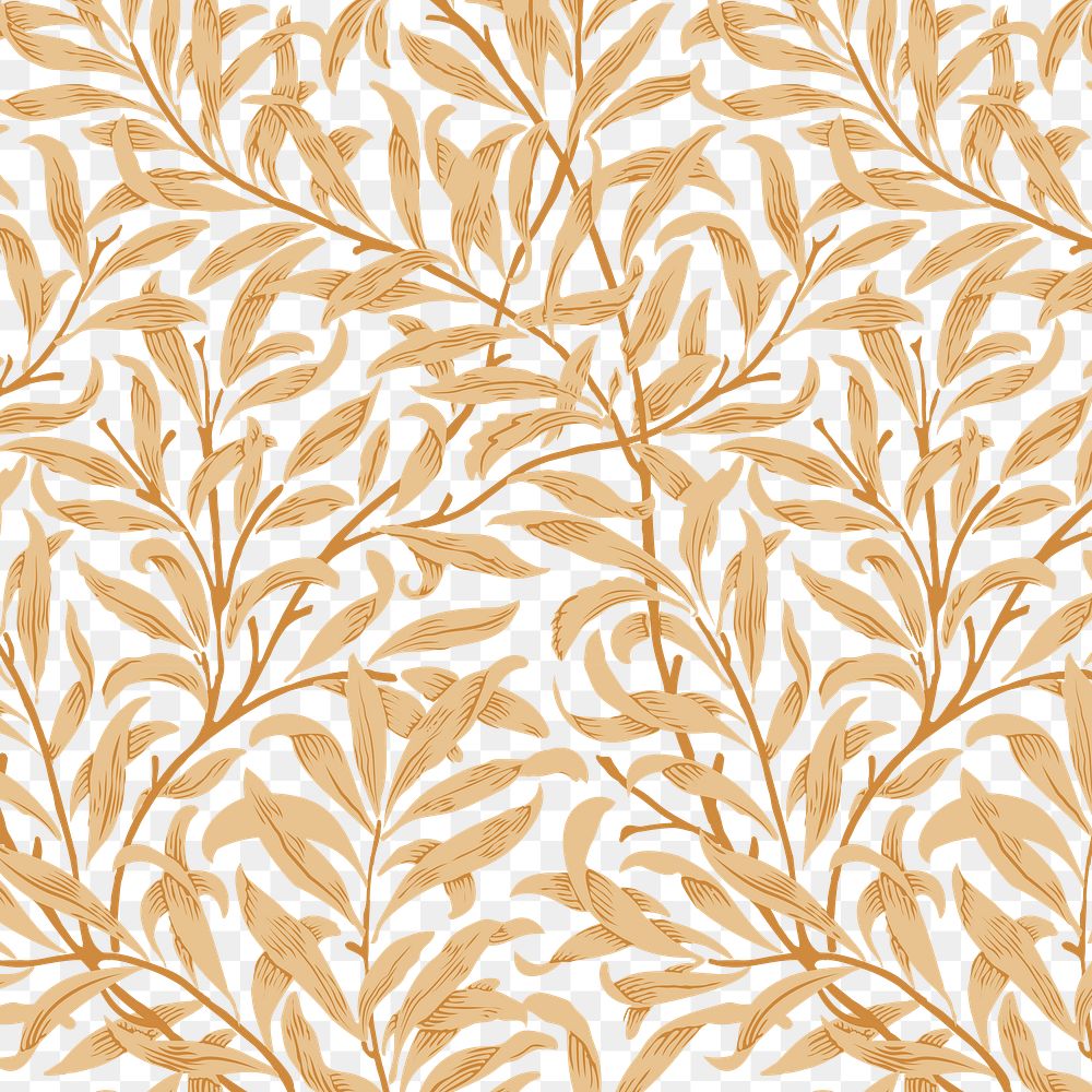 PNG William Morris's leaf pattern sticker, vintage floral design, transparent background