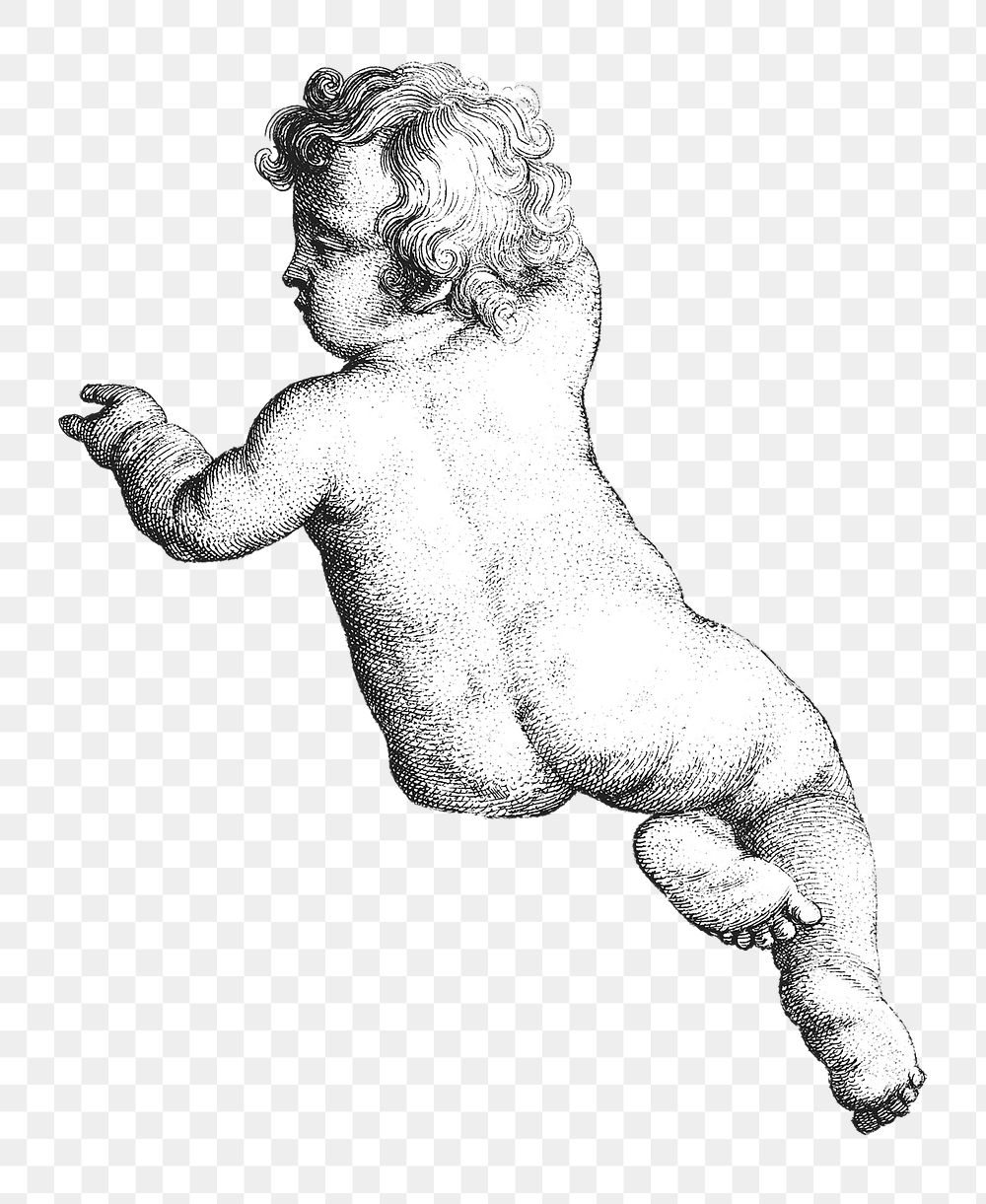 Vintage cherub png sticker, transparent background