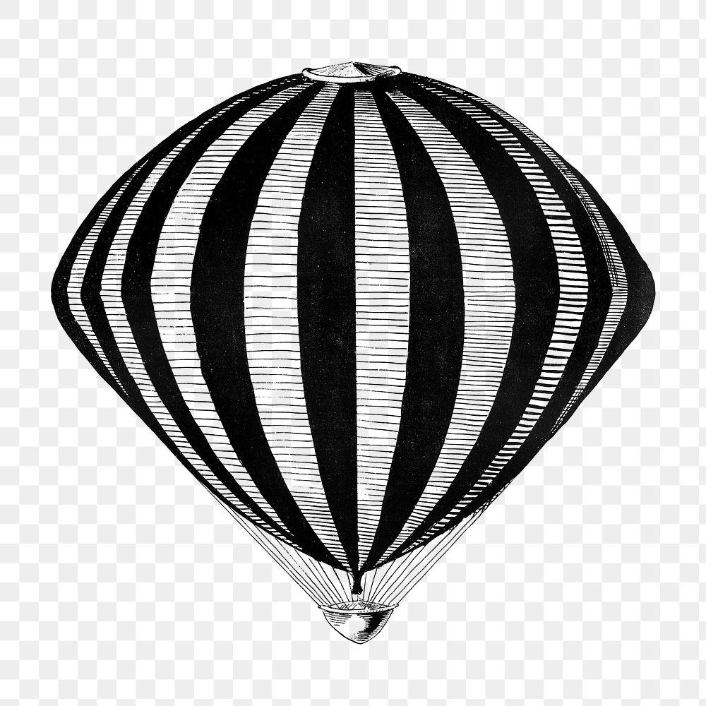 Vintage illustration png hot air balloon  sticker, transparent background
