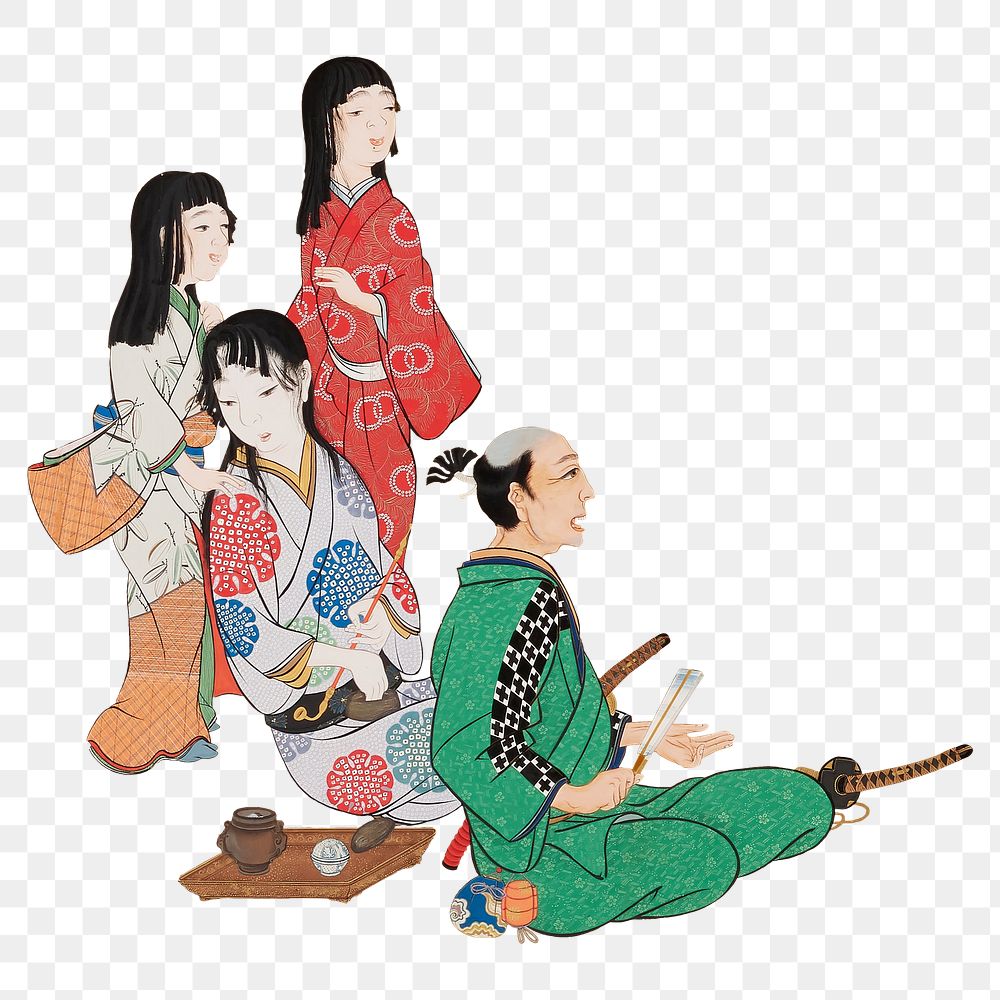 Vintage Japanese people png on transparent background.    Remastered by rawpixel. 