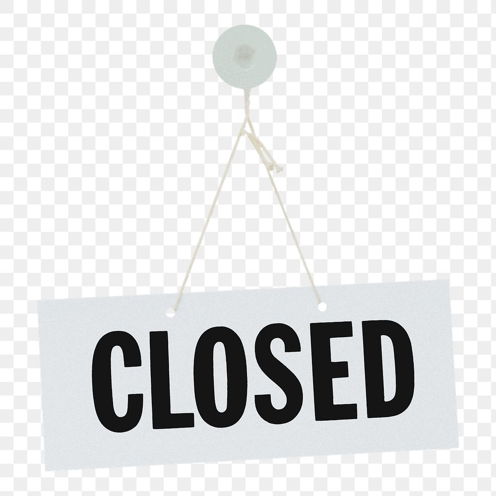 Closed sign png sticker, transparent background