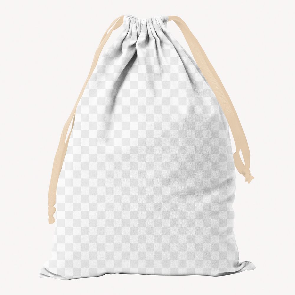 Drawstring bag png mockup, transparent design 