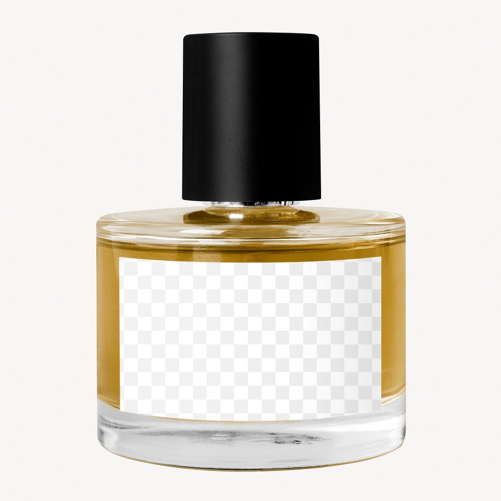 Perfume bottle png label mockup, transparent design