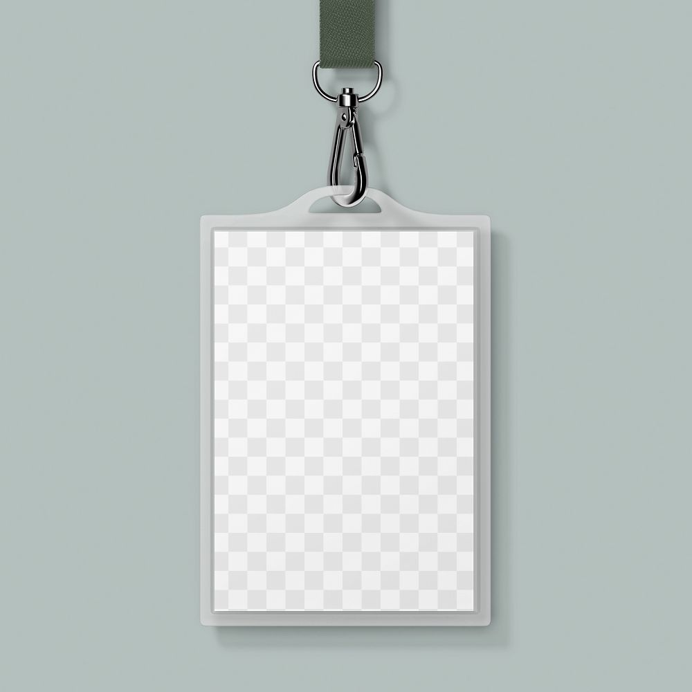 ID card holder png mockup, gray transparent design