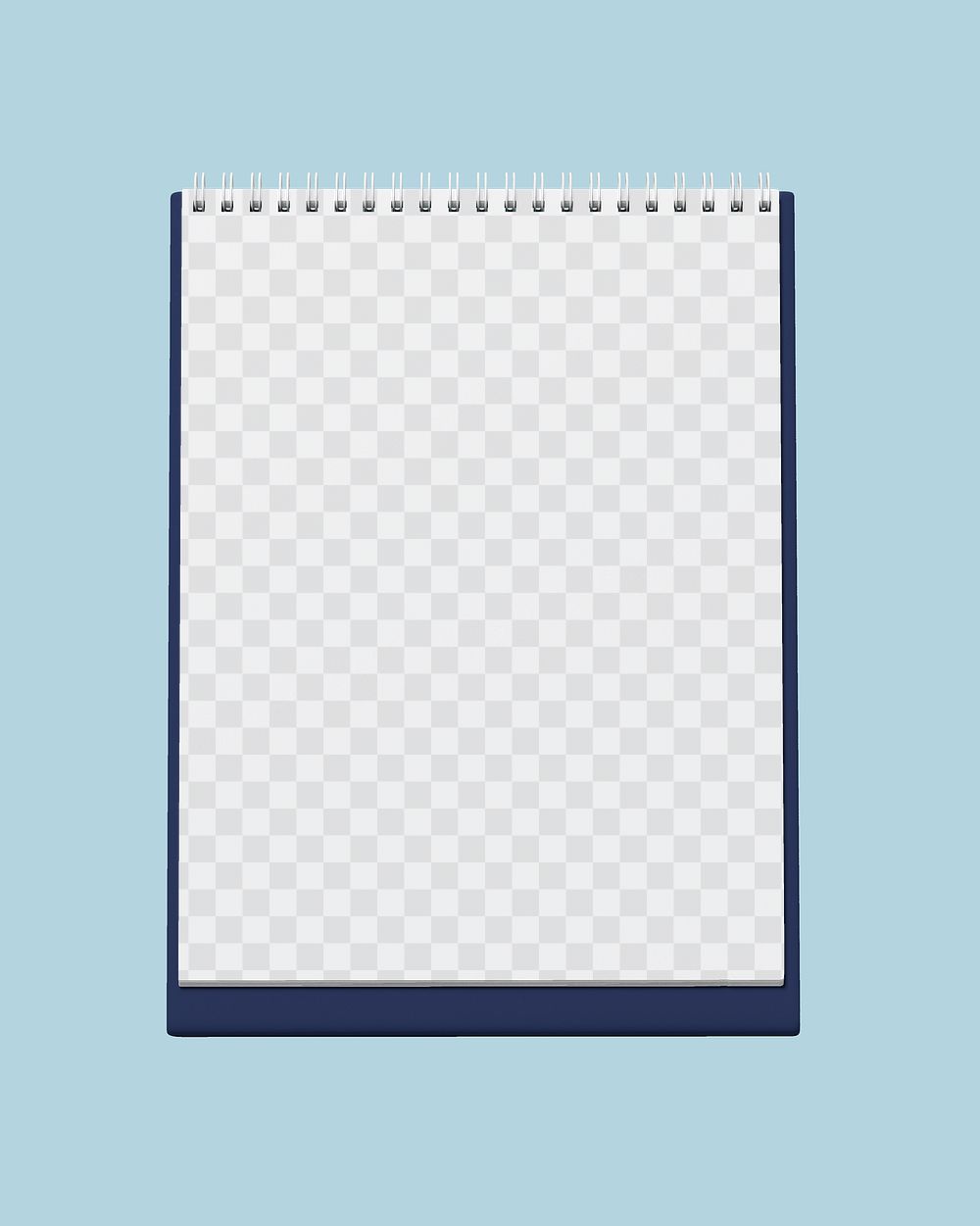 Desk calendar png mockup, blue transparent design