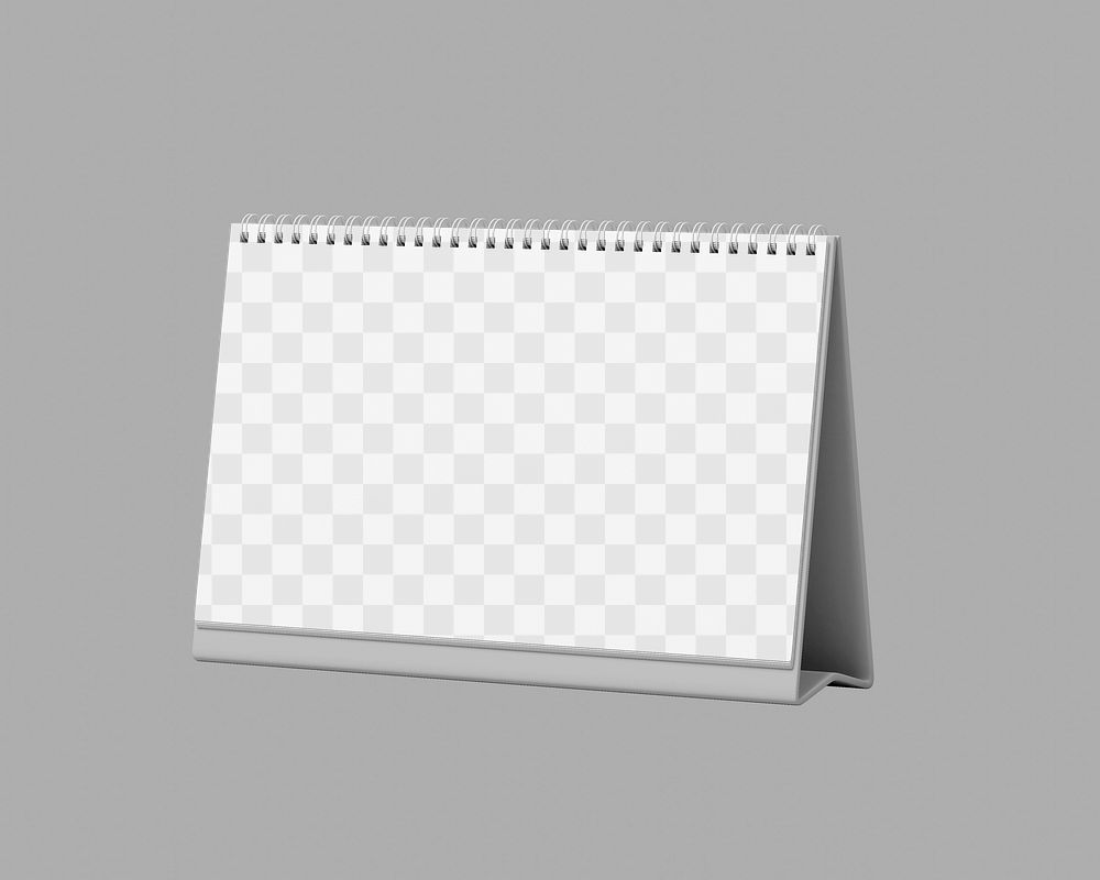 Desktop calendar png mockup, gray transparent design
