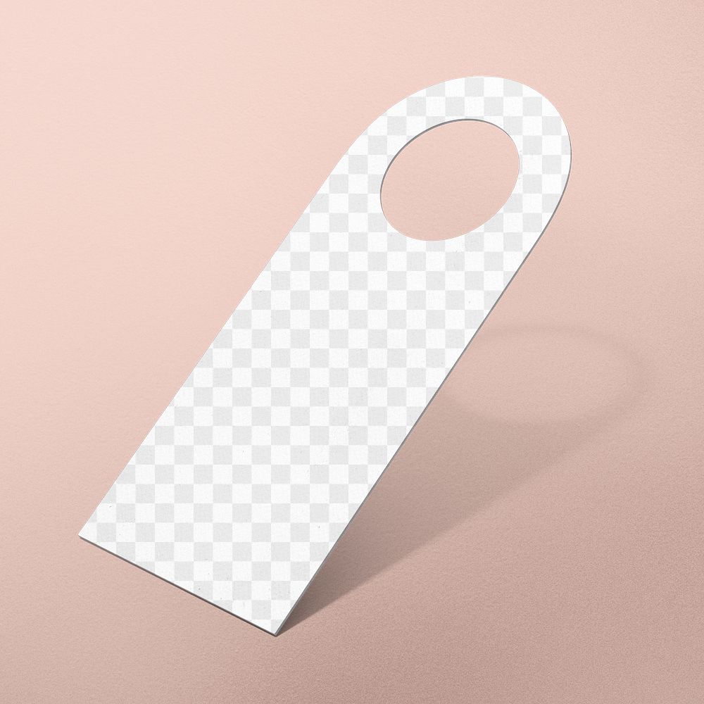 Door hanger png mockup, 3D transparent design