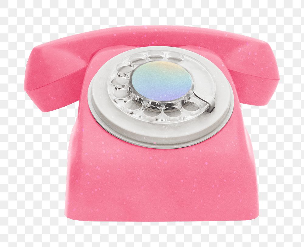 Rotary telephone png sticker, retro object, transparent background
