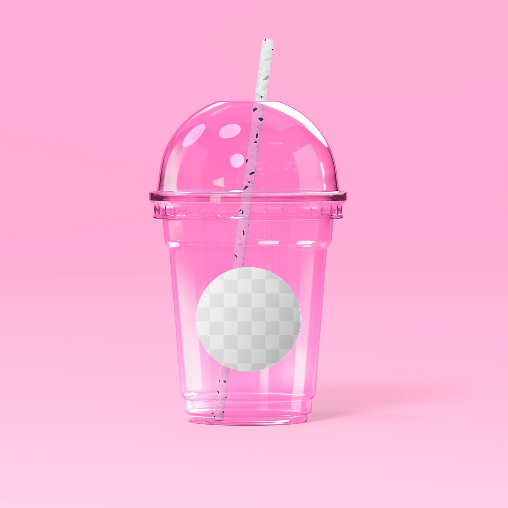 Plastic cup sticker png mockup, transparent design