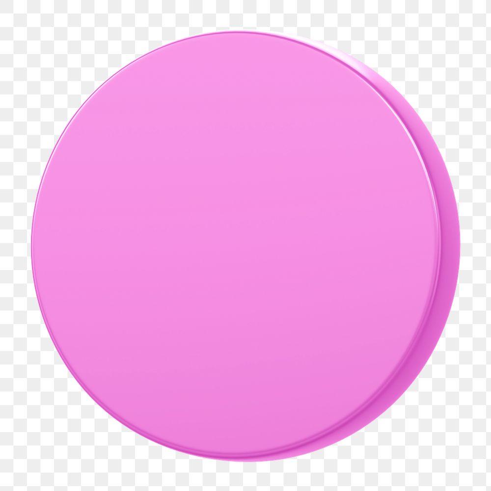 Png pink circle sticker, 3D rendering, transparent background