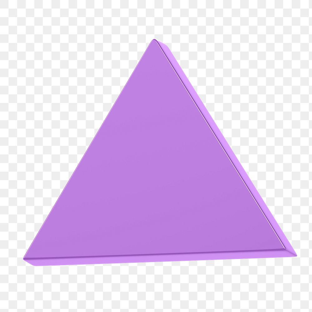 Png purple triangle sticker, 3D rendering, transparent background