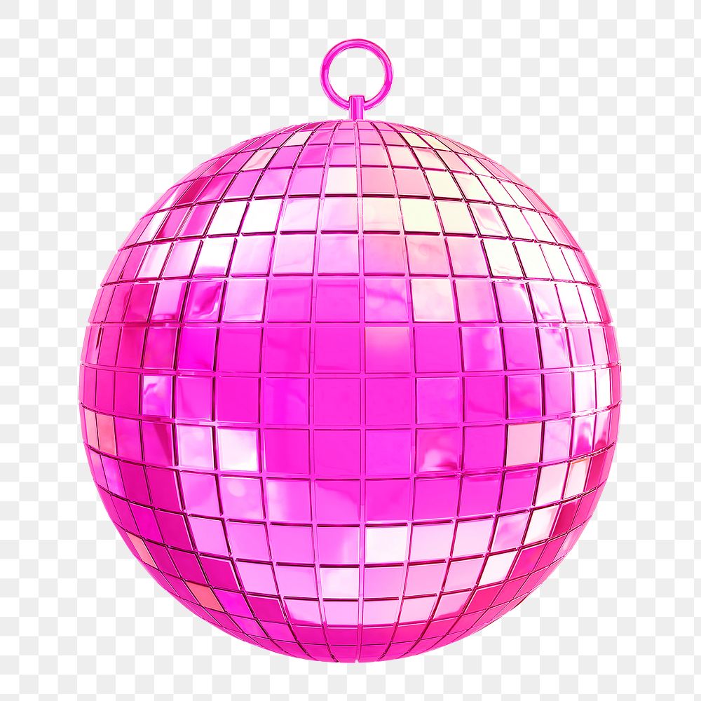Png pink mirror ball sticker, transparent background