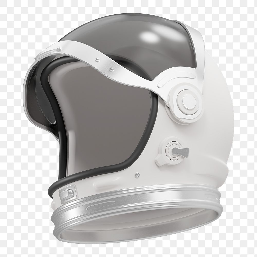 Png astronaut helmet sticker, 3D rendering, transparent background