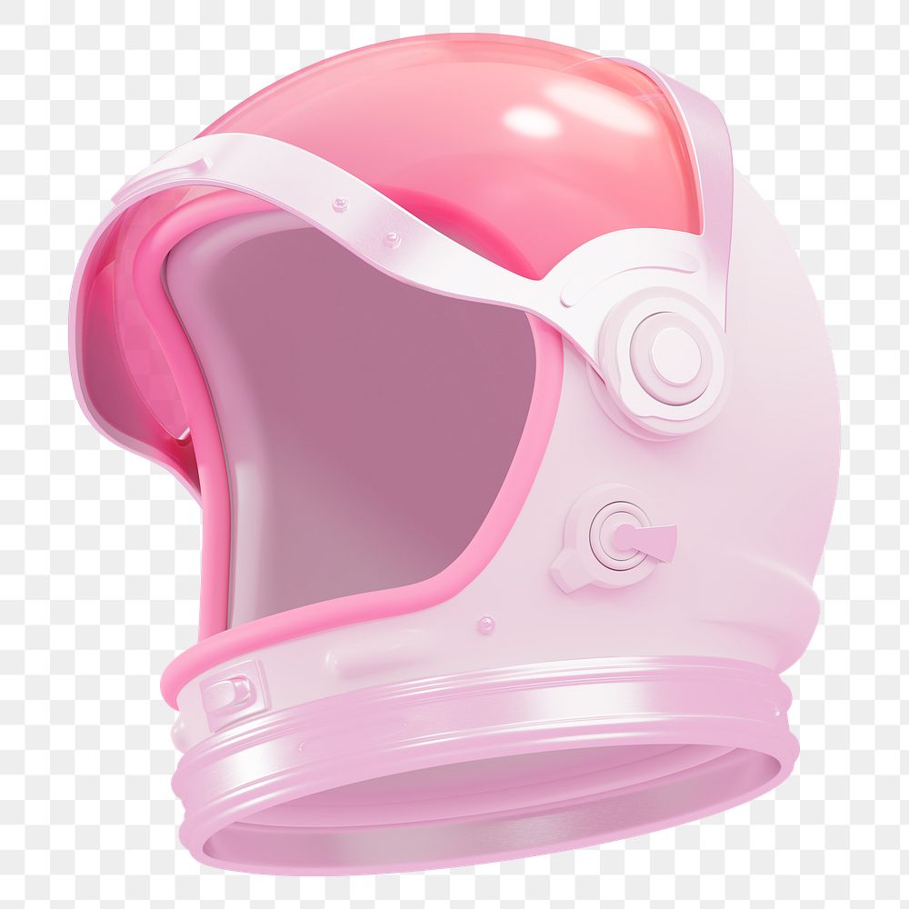 Png pink astronaut helmet sticker, 3D rendering, transparent background
