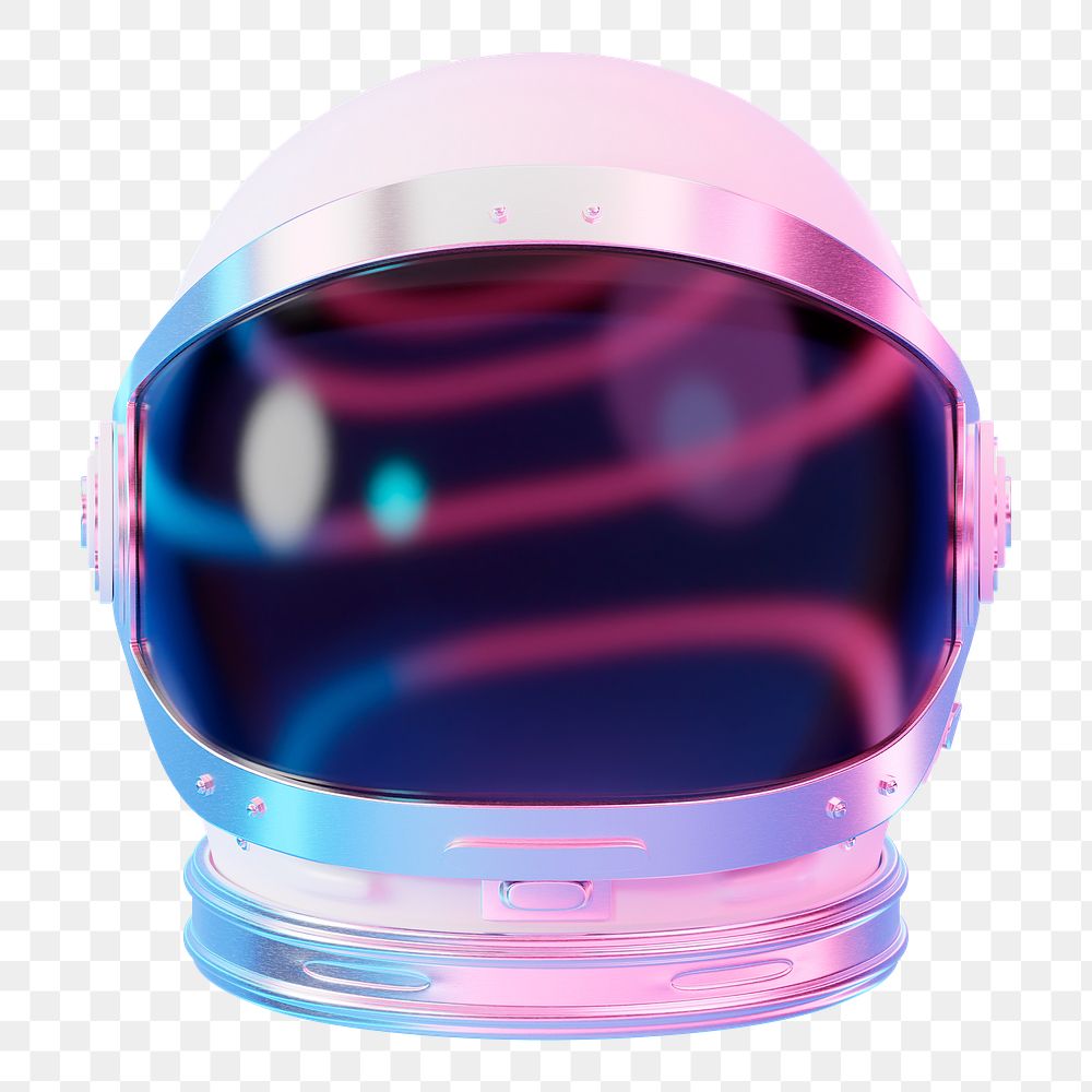 Png colorful astronaut helmet sticker, 3D rendering, transparent background