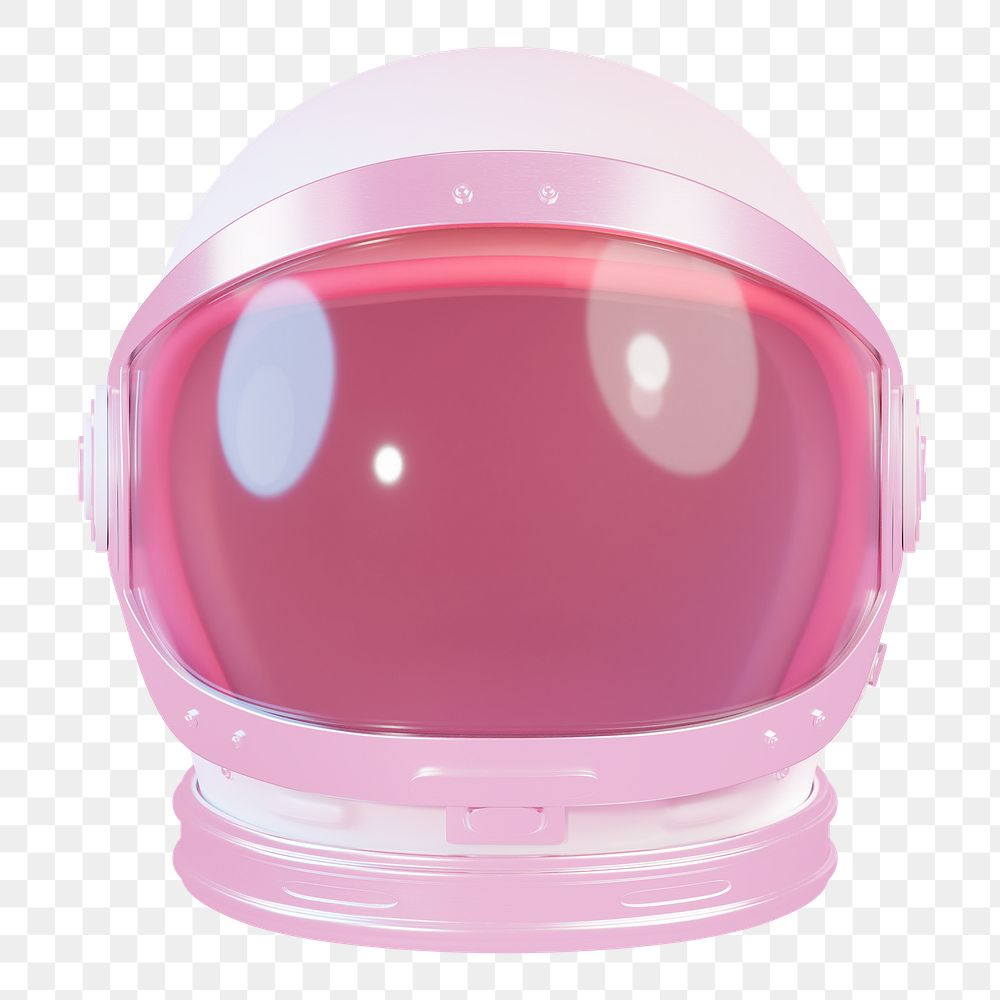 Png pink astronaut helmet sticker, 3D rendering, transparent background