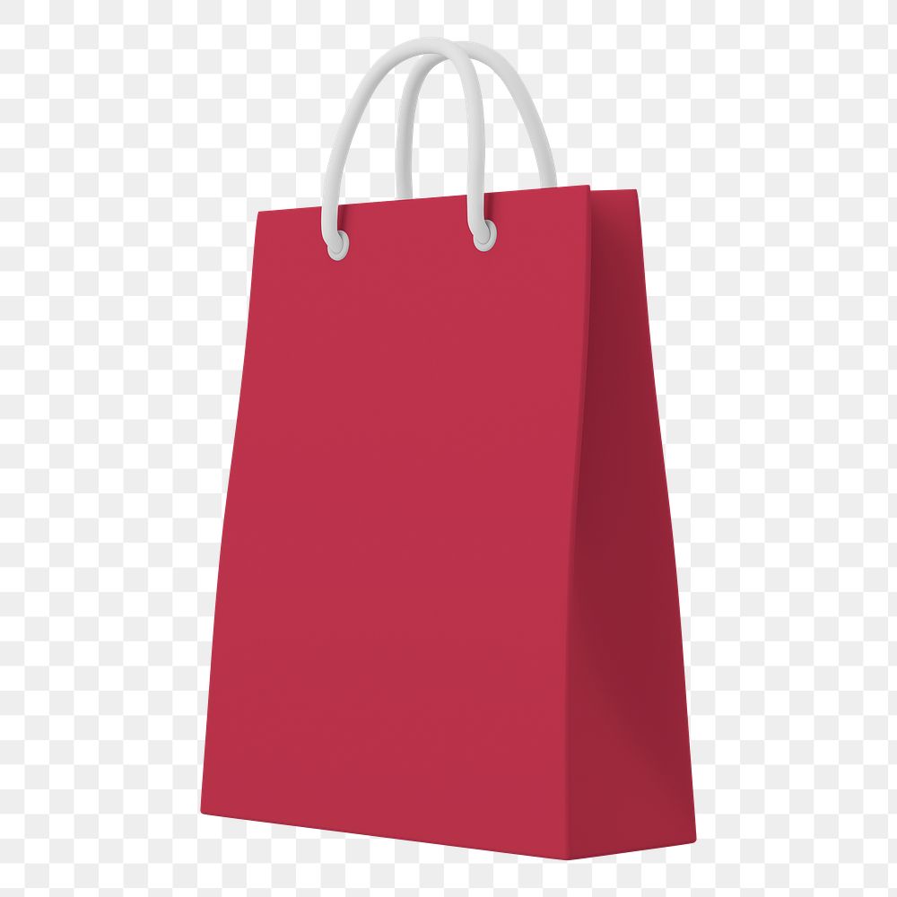 Png shopping bag sticker, 3D rendering, transparent background