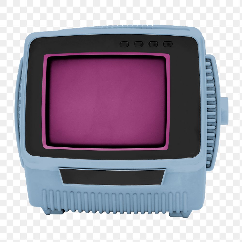 Png blue retro TV sticker, transparent background