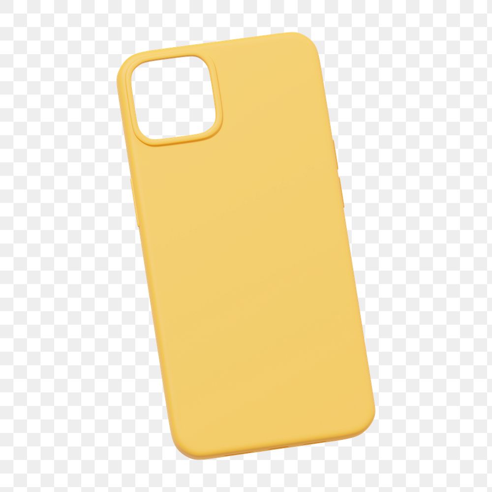 Png yellow phone case sticker, transparent background