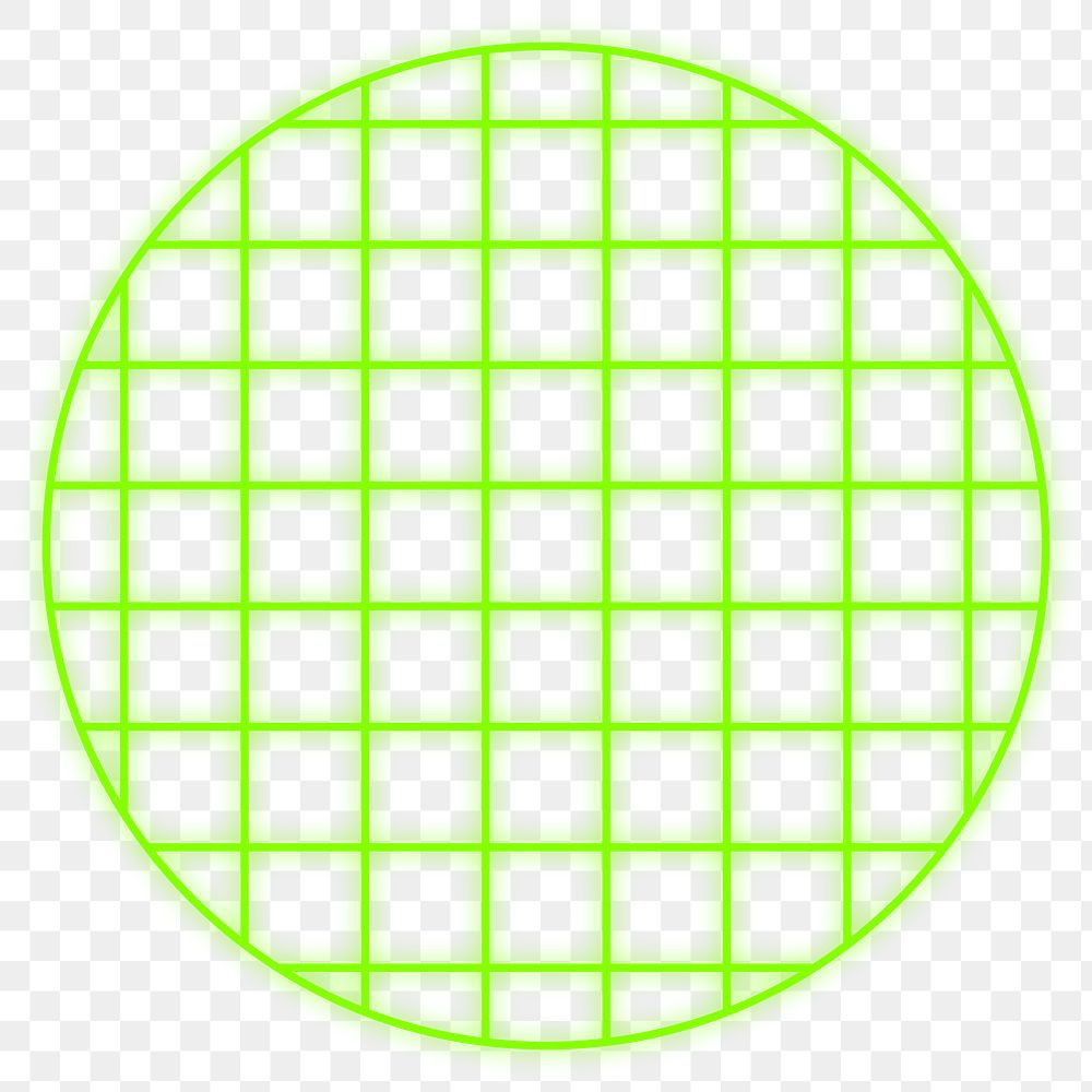 Neon grid circle png sticker, transparent background