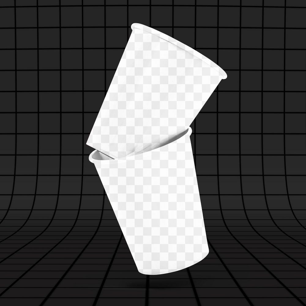 Plastic cups png transparent mockup