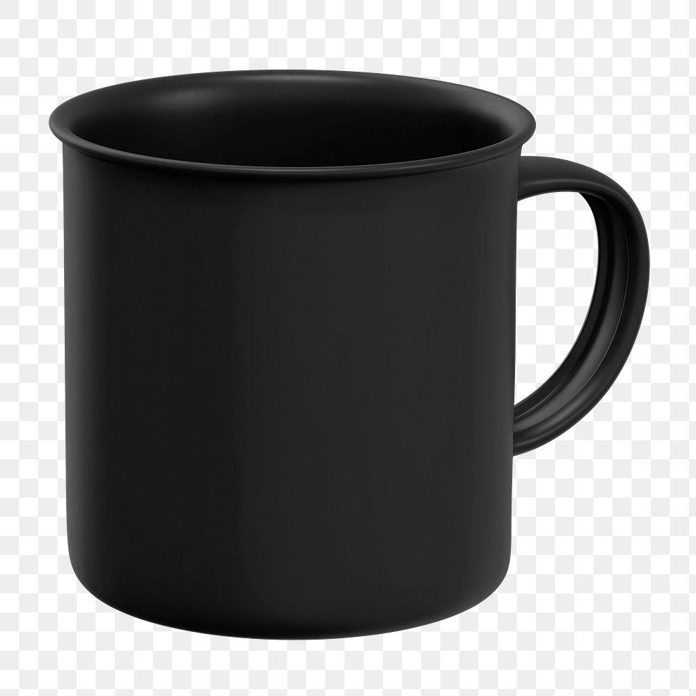 Black mug png sticker, transparent background