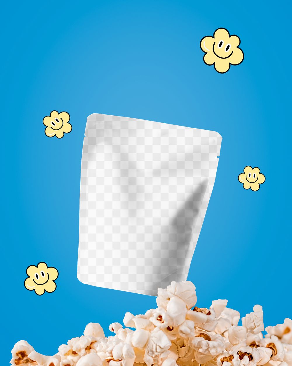 Popcorn sachet png transparent mockup