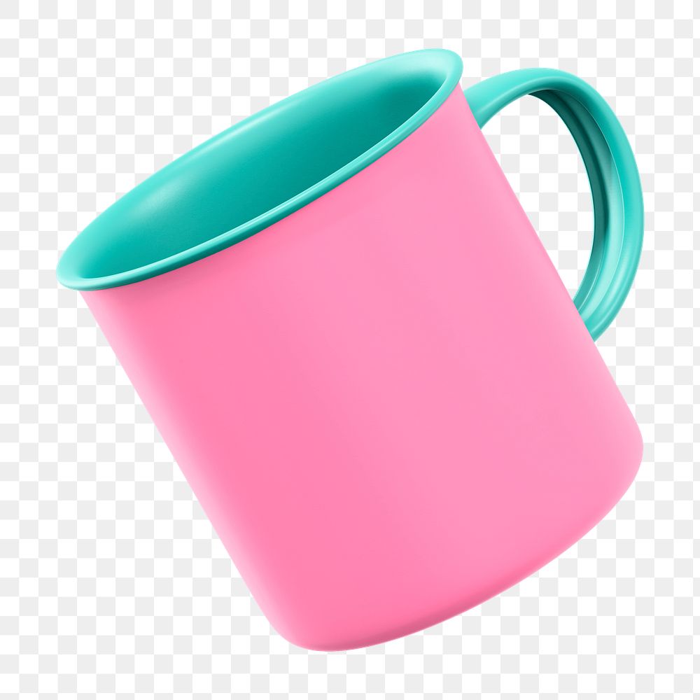 Coffee mug png sticker, pink aesthetic design, transparent background