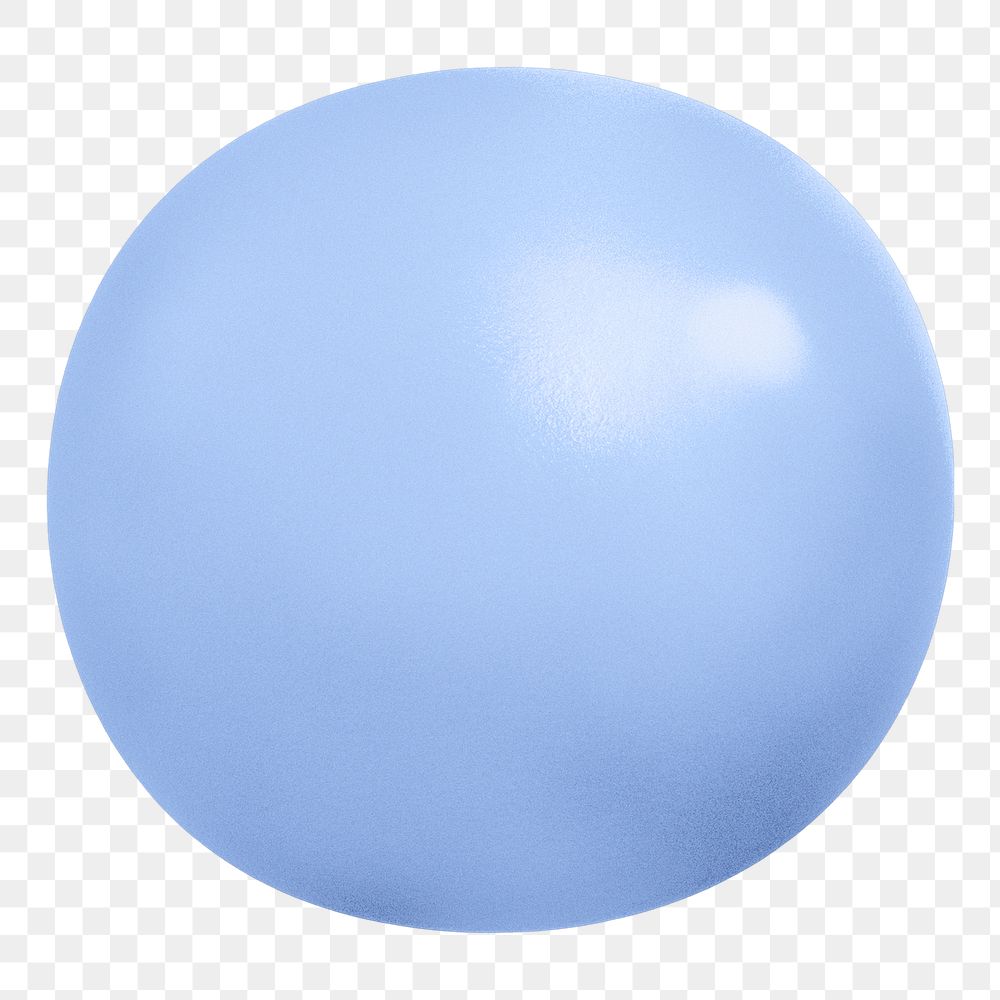 3D ball png pastel blue round sticker, shape collage element, transparent background