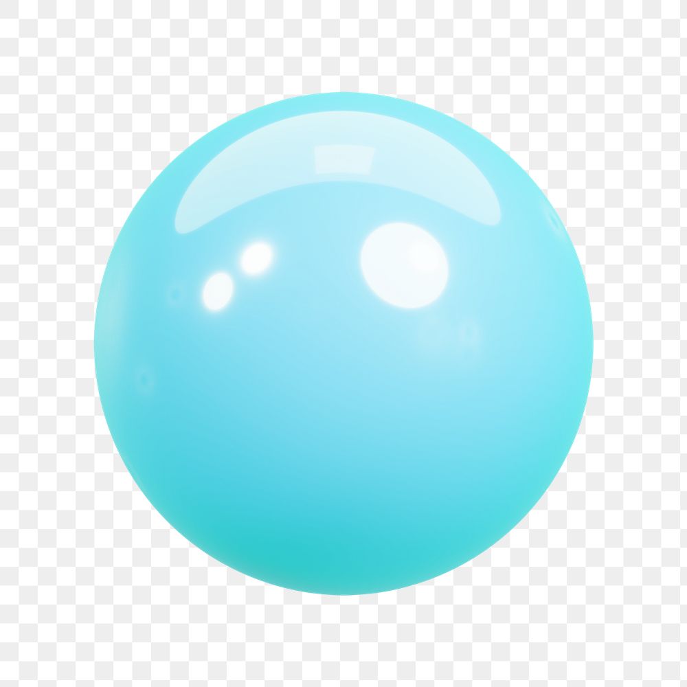 3D ball png blue round sticker, shape collage element, transparent background