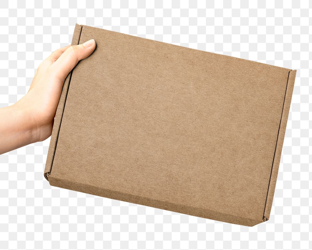 Parcel box png shipping package sticker, transparent background
