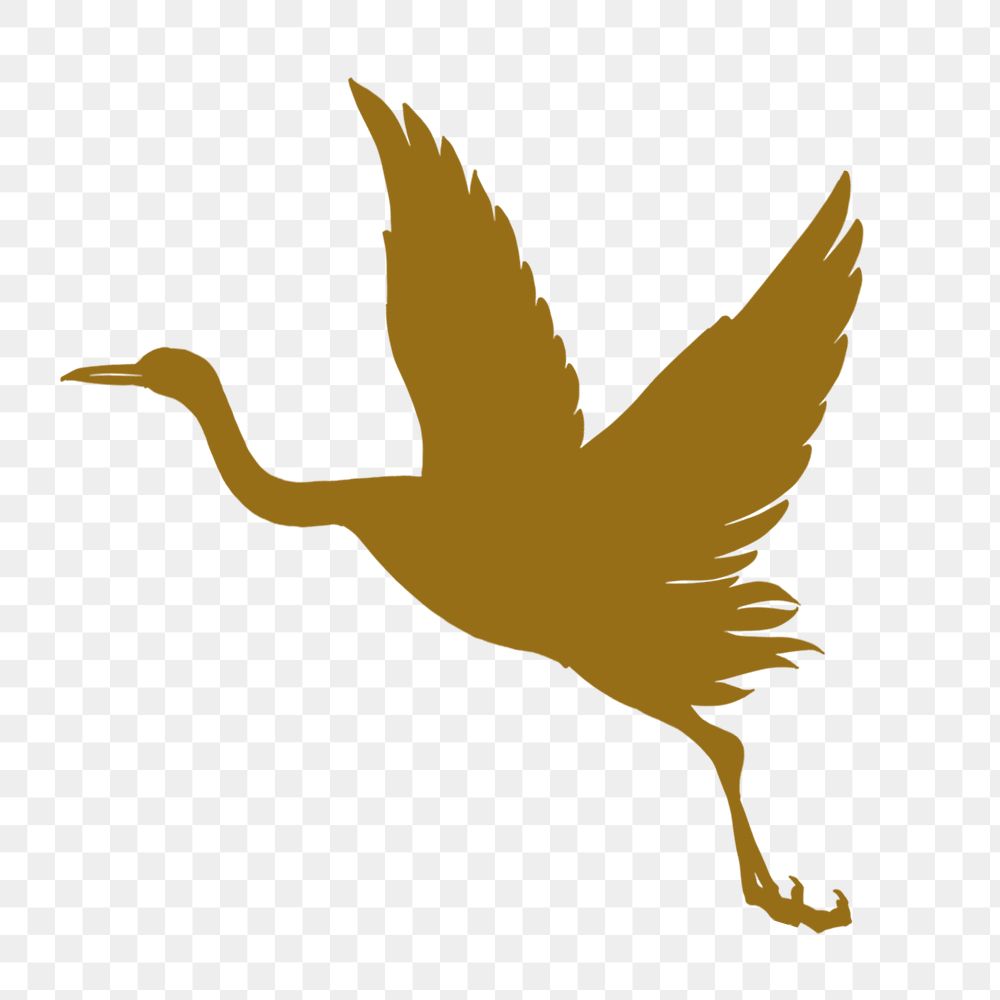 Flying crane silhouette png, animal illustration, transparent background
