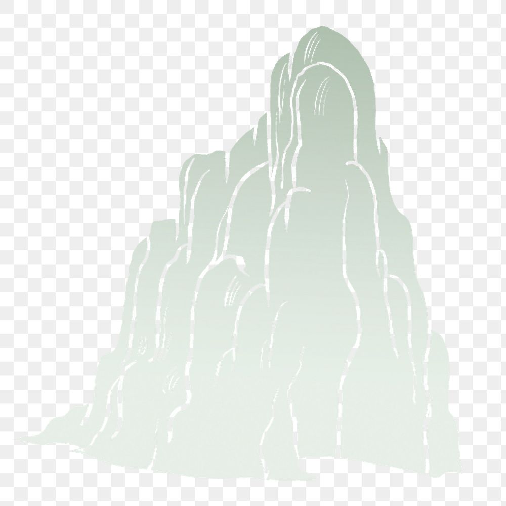 Green mountain png sticker, nature illustration, transparent background