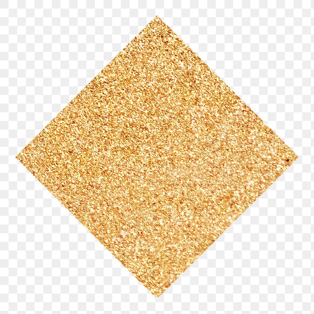 Gold glittery rhombus png sticker, transparent background