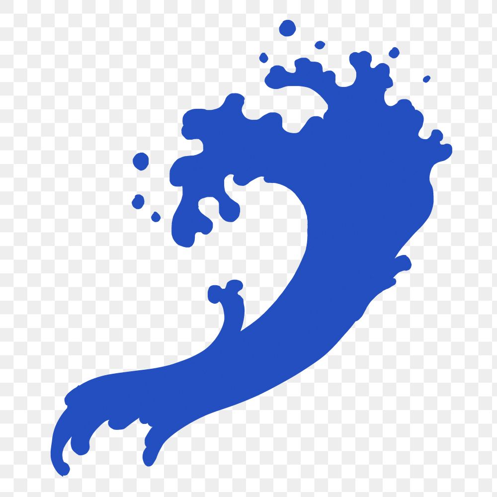 Ocean wave splash png sticker, blue Japanese oriental art, transparent background