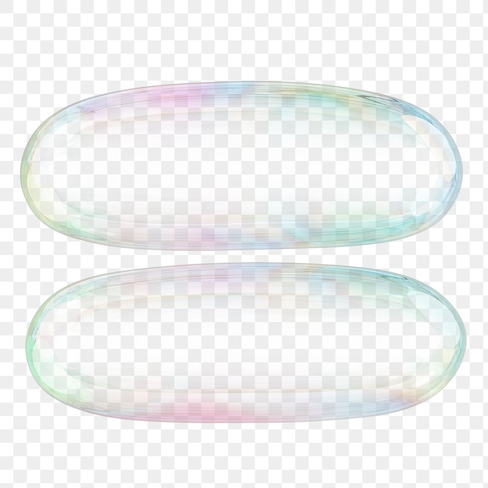 Equals sign symbol png sticker, 3D transparent holographic bubble
