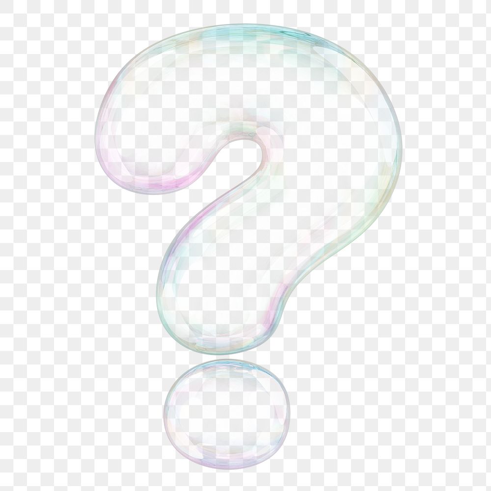 Question mark symbol png sticker, 3D transparent holographic bubble