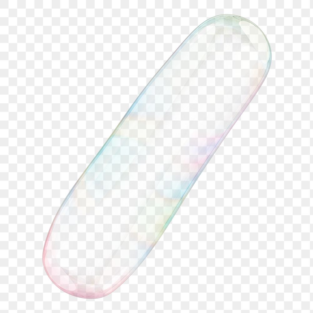 Slash sign symbol png sticker, 3D transparent holographic bubble