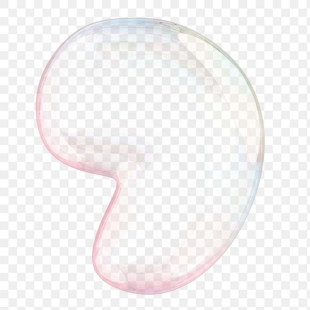Apostrophe mark png sticker, 3D transparent holographic bubble